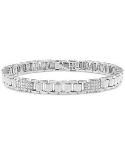 Shop Macy's Men's Diamond Cluster Watch Link Bracelet (1 Ct. T.w.) In 10k Gold In White