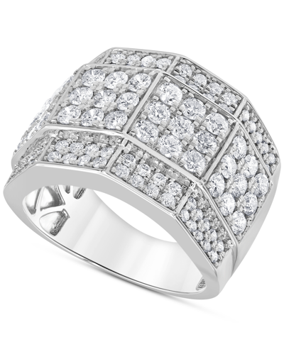 Shop Macy's Men's Diamond Multi-cluster Ring (3 Ct. T.w.) In 10k Gold In White