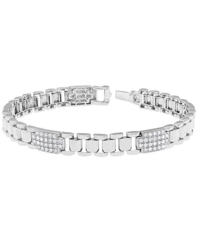 Shop Macy's Men's Diamond Cluster Wide Link Chain Bracelet (2 Ct. T.w.) In 10k White Gold