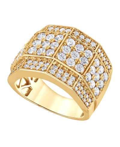 Shop Macy's Men's Diamond Multi-cluster Ring (3 Ct. T.w.) In 10k Gold