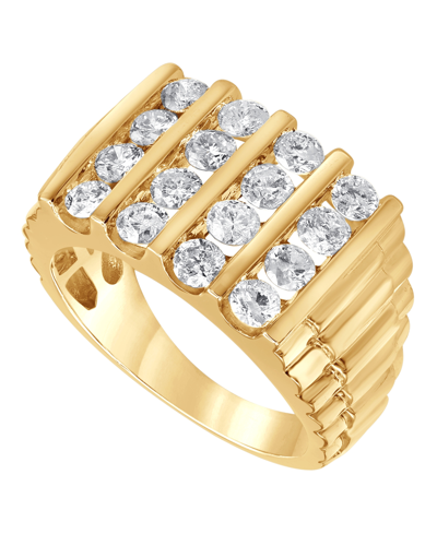 Shop Macy's Men's Diamond Vertical Cluster Ring (2 Ct. T.w.) In 10k Gold