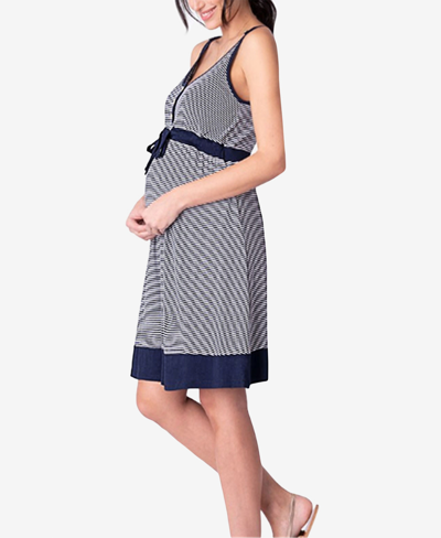 Shop Savi Mom Women's Carolina Striped Lounge Maternity Dress With Adjustable Belt In Multi