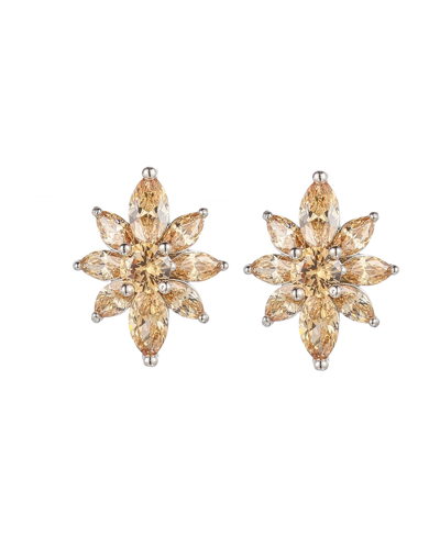 Shop A & M Silver-tone Champagne Flower Cluster Earrings
