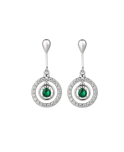 Shop A & M Silver-tone Emerald Accent Circle Drop Earrings