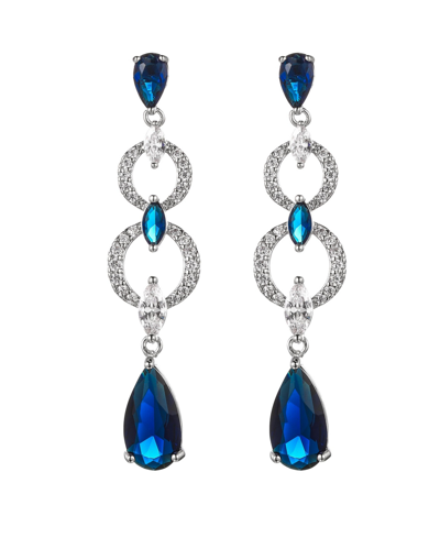 Shop A & M Silver-tone Sapphire Accent Layered Drop Earrings