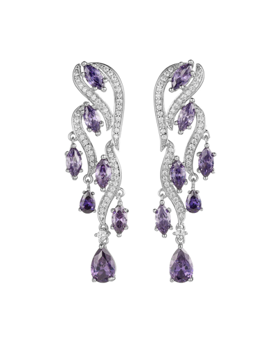 Shop A & M Silver-tone Amethyst Accent Cluster Drop Earrings