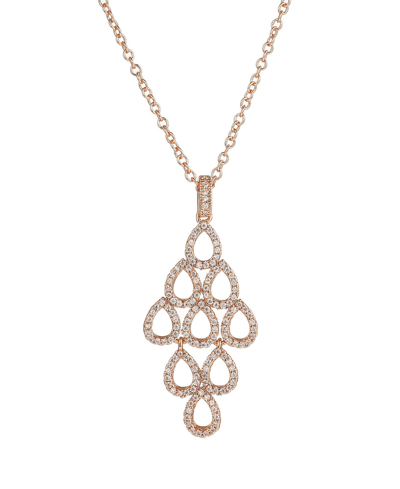 Shop A & M Rose Tone Layered Chandelier Pendant Necklace In Pink