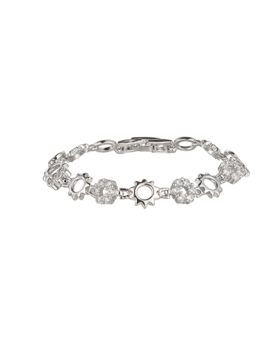 Shop A & M Silver-tone Flower Cluster Tennis Bracelet