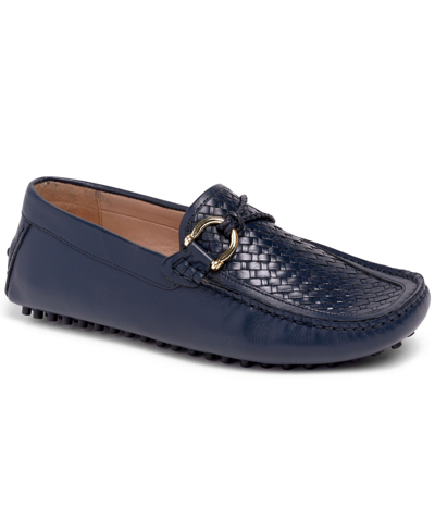 Shop Carlos By Carlos Santana Men's Malone Interweave Driver Leather Loafer Slip-on Casual Shoe Men's Shoes In Blue
