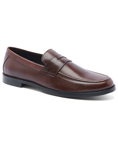 Shop Anthony Veer Men's Sherman Penny Loafer Slip-on Leather Shoe Men's Shoes In Brown