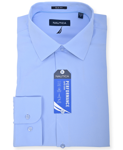 Shop Nautica Men's Slim Fit Supershirt Dress Shirt In Blue