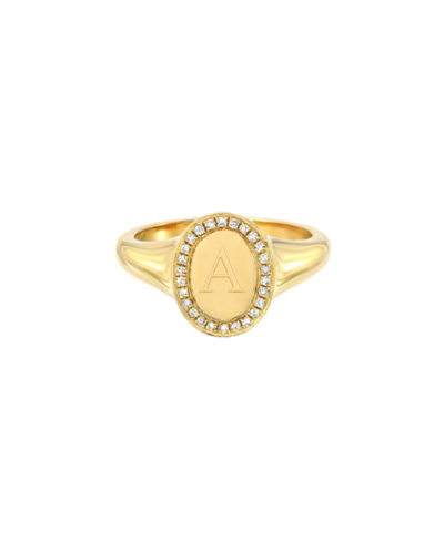 Shop Zoe Lev 14k Gold Diamond Signet Initial Ring