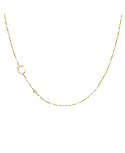 Shop Zoe Lev 14k Gold Asymmetrical Initial And Bezel Necklace