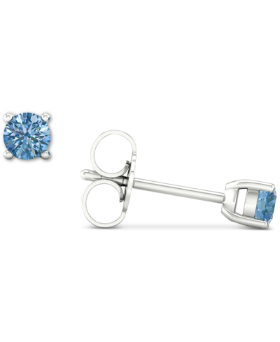 Shop Forever Grown Diamonds Lab-created Blue Diamond Stud Earrings (1/4 Ct. T.w.) In Sterling Silver