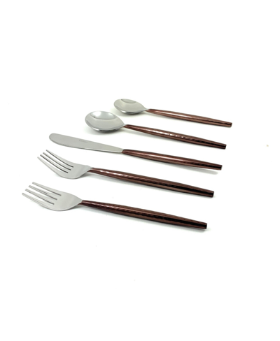Shop Vibhsa 20 Piece Flatware Set, Service For 4 (hammered Handle) In Brown