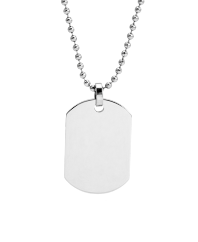 Shop Eve's Jewelry Men's Small Stainless Steel Dog Tag Necklace In Silver