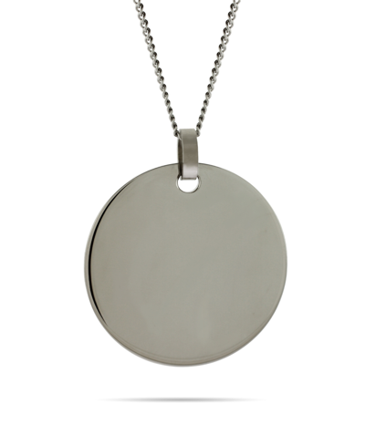 Shop Eve's Jewelry Men's Large Stainless Steel Round Tag On Curb Chain Necklace In Silver