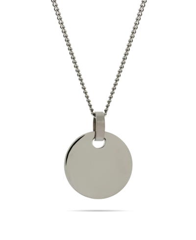 Shop Eve's Jewelry Men's Small Stainless Steel Round Tag On Curb Chain Necklace In Silver