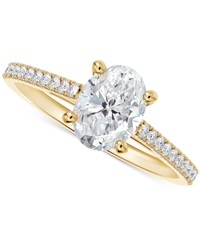 Shop De Beers Forevermark Portfolio By  Diamond Cathedral Solitaire Oval-cut Pave Engagement Ring (5/8 Ct. In Gold