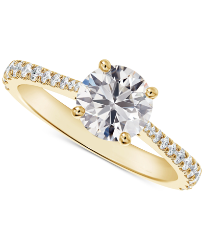 Shop De Beers Forevermark Portfolio By  Diamond Round-cut Solitaire Tapered Pave Engagement Ring (1-1/10 C In Gold