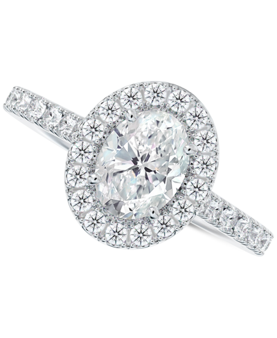 Shop De Beers Forevermark Portfolio By  Diamond Oval Halo Engagement Ring (1-1/2 Ct. T.w.) In 14k White Go In Gold