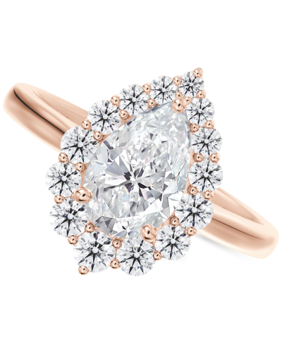 Shop De Beers Forevermark Portfolio By  Diamond Pear-cut Halo Engagement Ring (7/8 Ct. T.w.) In 14k Rose G In Gold