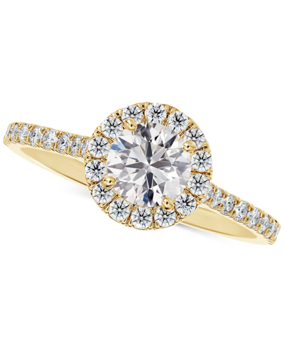 Shop De Beers Forevermark Portfolio By  Diamond Halo Pave Band Engagement Ring (1/2 Ct. T.w.) In 14k Gold