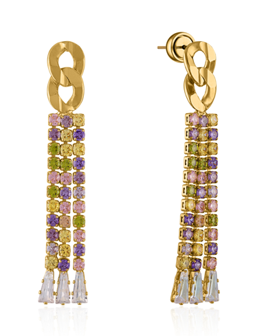 Shop Oma The Label Regnbue Earrings In 18k Gold- Plated Brass With Cubic Zirconia In Yellow