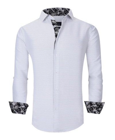Shop Azaro Uomo Men's Slim Fit Business Nautical Button Down Dress Shirt In White