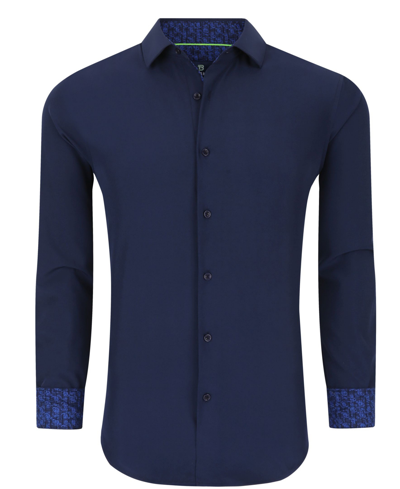 Shop Tom Baine Men's Slim Fit Performance Solid Button Down Shirt In Blue