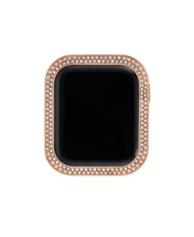 Shop Anne Klein 44mm Apple Watch Metal Protective Bumper In Rose-gold With Crystal Accents