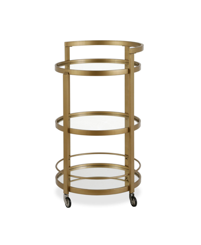 Shop Hudson & Canal Hause Round Bar Cart With Mirrored Shelf In Gold