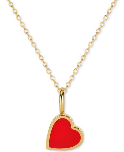 Shop Sarah Chloe Love Count Enamel Heart 16"-18" Pendant Necklace In 14k Gold Over Sterling Silver