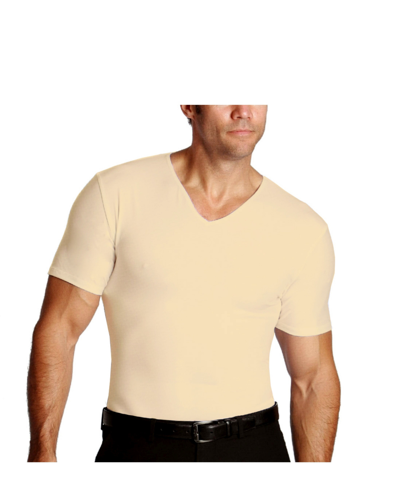 Shop Instaslim Insta Slim Men's Compression Short Sleeve V-neck T-shirt In Tan/beige