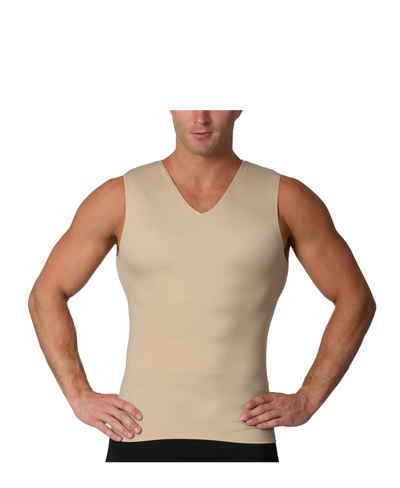 Shop Instaslim Insta Slim Men's Compression Sleeveless V-neck T-shirt In Tan/beige