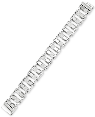 Shop Legacy For Men By Simone I. Smith Barrel Link Bracelet In Stainless Steel In White