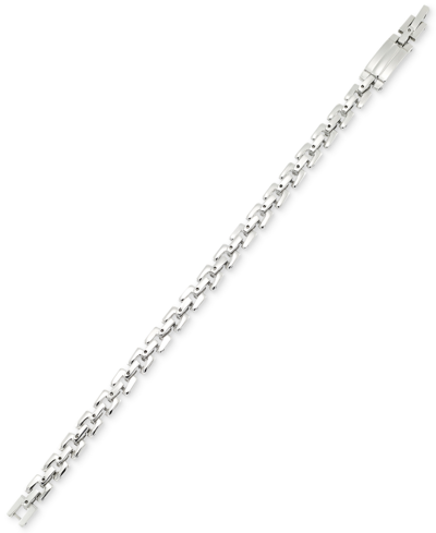 Shop Legacy For Men By Simone I. Smith Men's Square Link Bracelet In Stainless Steel In White