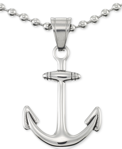 Shop Legacy For Men By Simone I. Smith Anchor 24" Pendant Necklace In Stainless Steel In White