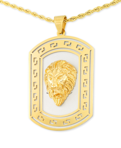 Shop Legacy For Men By Simone I. Smith Lion's Head Two-tone 24" Pendant Necklace In Stainless Steel & Yel