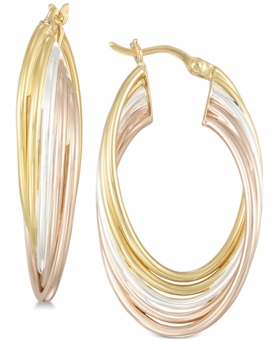 Shop Simone I. Smith Tricolor Multi-ring Hoop Earrings In Sterling Silver And 18k Gold & Rose Gold Over Sterling Silver