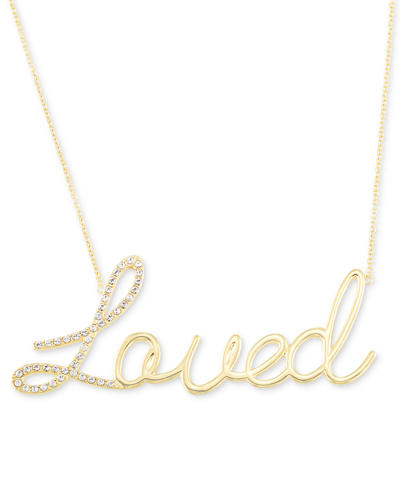 Shop Simone I. Smith Crystal "loved" Script Pendant Necklace In 18k Over Sterling Silver, 18" + 4" Extender In Yellow