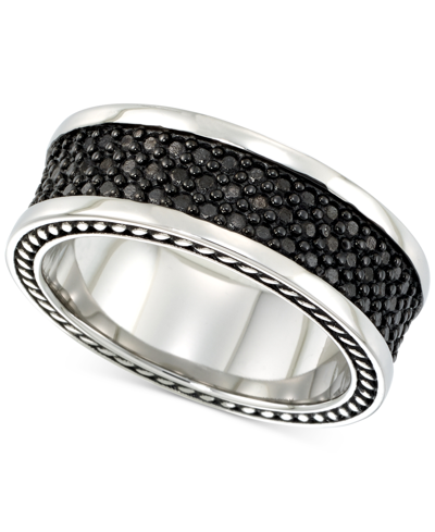 Shop Legacy For Men By Simone I. Smith Men's' Black Ion-plated Ring In Stainless Steel