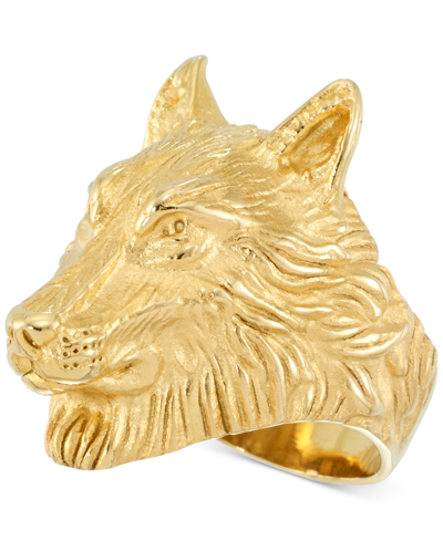 Shop Legacy For Men By Simone I. Smith Men's Wolf Ring In Yellow Ion-plated Stainless Steel