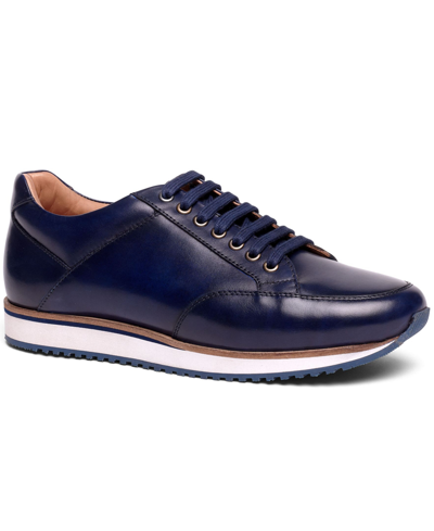 Shop Anthony Veer Men's Barack Leather Casual Fashion Sneaker Men's Shoes In Blue