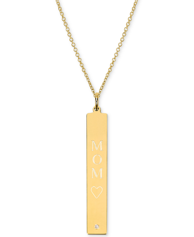 Shop Sarah Chloe Diamond Accent Mom Bar Pendant Necklace In 14k Gold Over Silver, 18" (also Available In Sterling Sil