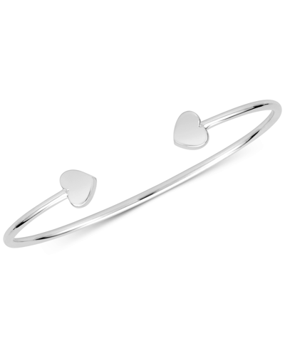 Shop Sarah Chloe Polished Heart Cuff Bangle Bracelet In Silver