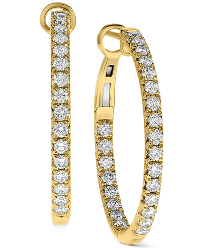 Shop Macy's Diamond In & Out Hoop Earrings (1 Ct. T.w.) In 14k Gold