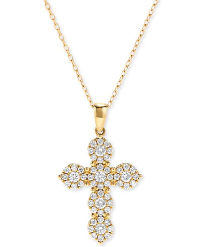 Shop Macy's Diamond Cross Pendant Necklace (5/8 Ct. T.w.) In 14k Gold Or 14k White Gold