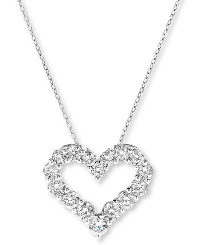 Shop Macy's Diamond Heart Pendant Necklace (2 Ct. T.w.) In 14k White Gold