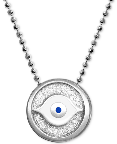 Shop Alex Woo Textured & Enamel Evil Eye 16" Pendant Necklace In Sterling Silver